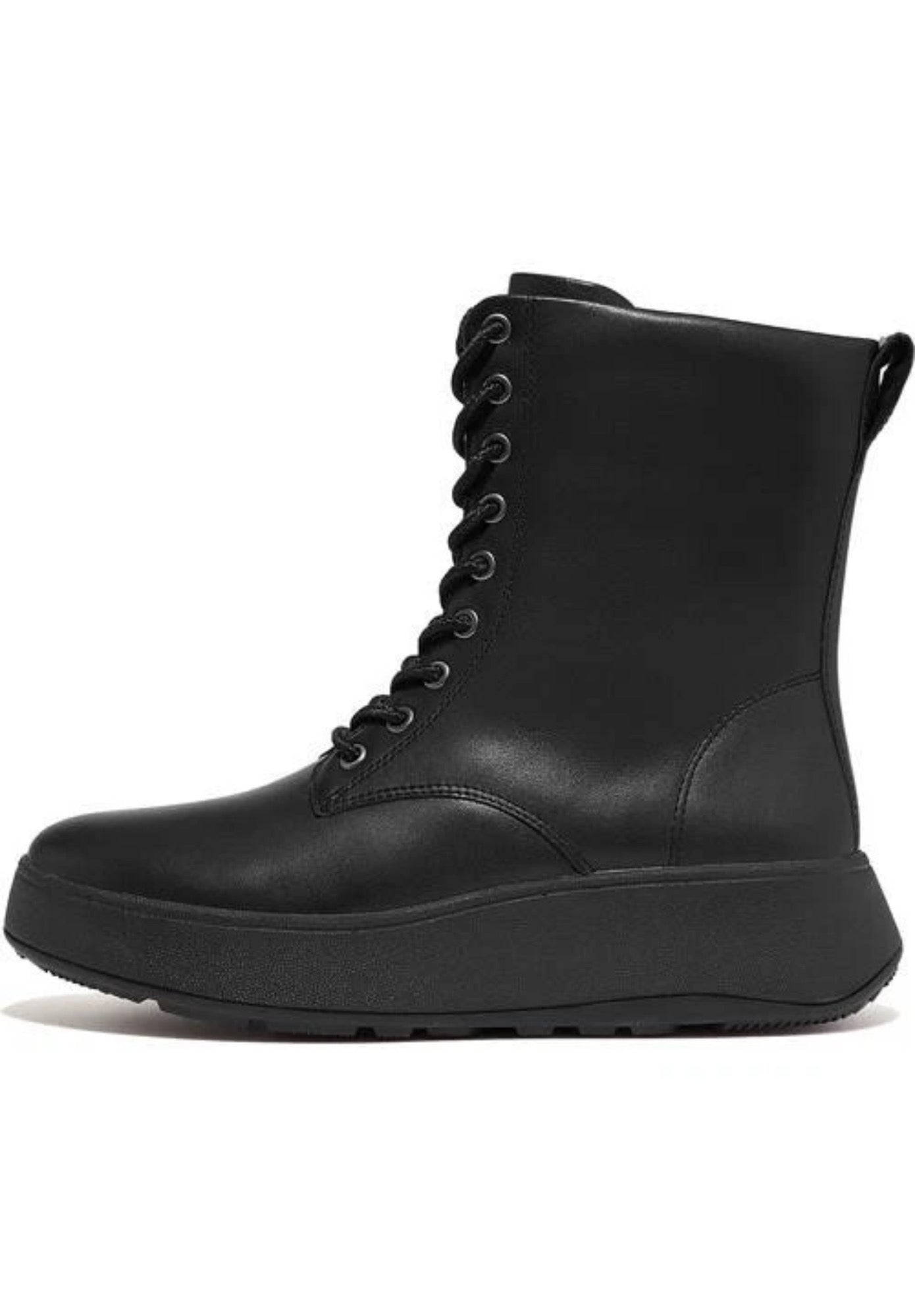 Fitflop Lace Up Flatform Black Ankle Uk6 1/2 Leather Boots New In Box RRP£170