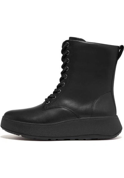 Fitflop Lace Up Flatform Black Ankle Uk6 1/2 Leather Boots New In Box RRP£170