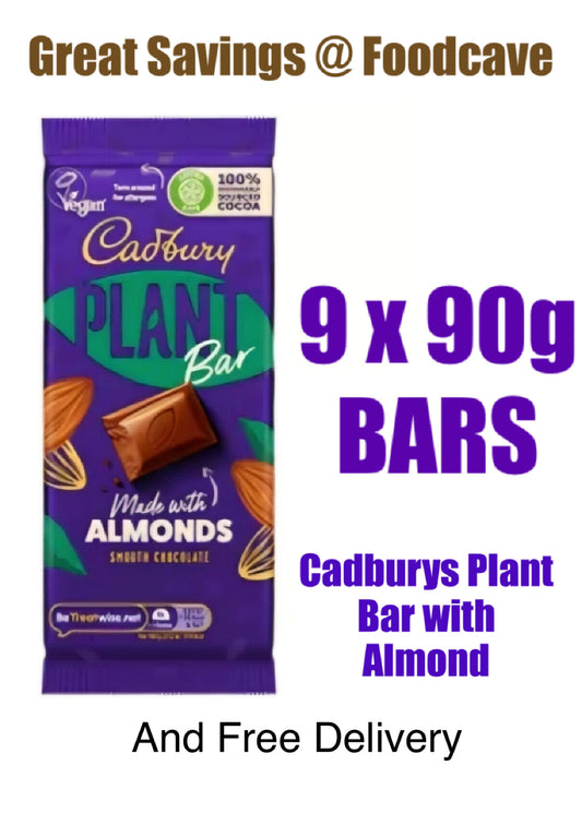 Cadburys plant chocolate bar with almonds 9 x 90g