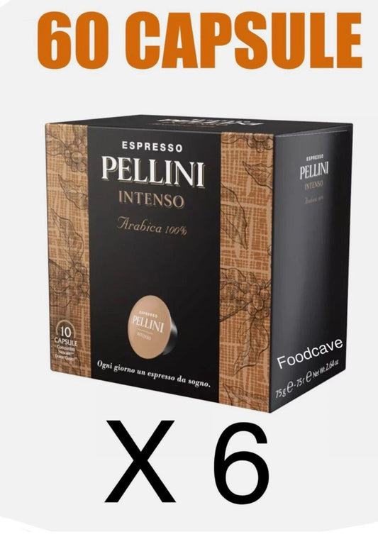 Pellini Coffee Intenso 6 Boxes =60 x 75g Capsules 100% Arabica Best Before 01/25