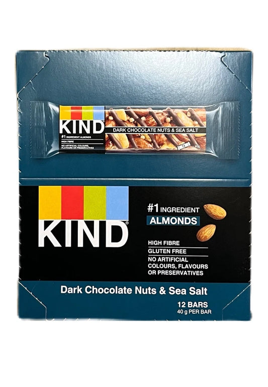 KIND Dark Chocolate Nuts & Sea Salt Bars 12 x 40g Bars Best Before 17/04/25